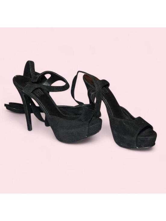 Guess Shoes - Guess Black Ballerina Tie Up Heels Womens Size 5.5